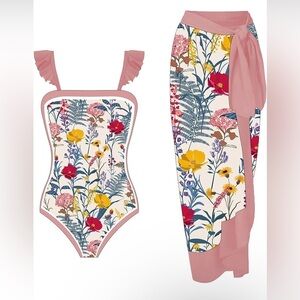 Floral Swim suit with wrap skirt​​​​